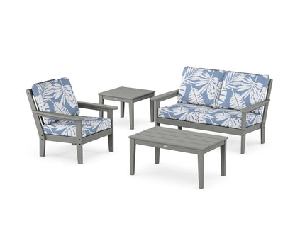 Country Living Wovendale 4-Piece Deep Seating Set in Slate Grey / Leaf Sky Blue