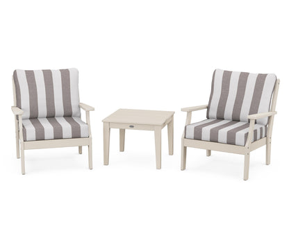 POLYWOOD® Braxton 3-Piece Deep Seating Set in Sand / Cabana Stripe Grey Mist