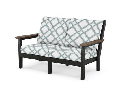 POLYWOOD® Chippendale Deep Seating Loveseat in Black / Kona / Trellis Glacier Spa