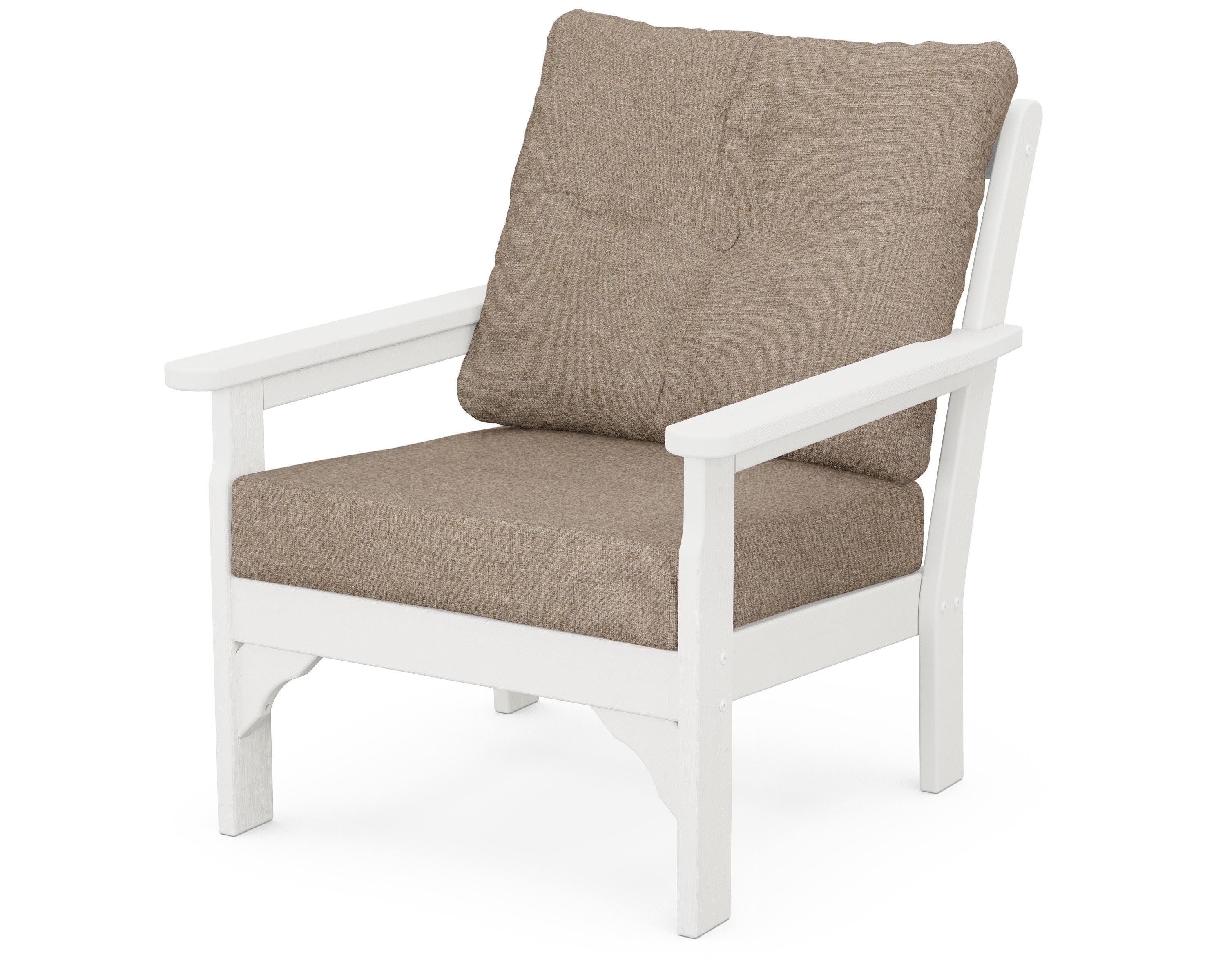 POLYWOOD® Vineyard Deep Seating Chair in Vintage White / Spiced Burlap