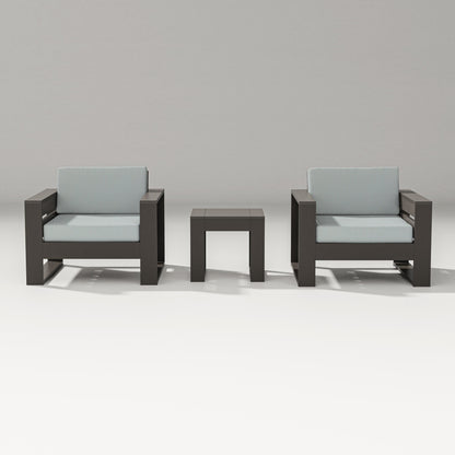 PW Designer Series Latitude 3-Piece Lounge Chair Set in Vintage Coffee / Spa