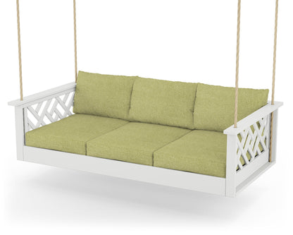 POLYWOOD® Chippendale Daybed Swing in White / Chartreuse Boucle