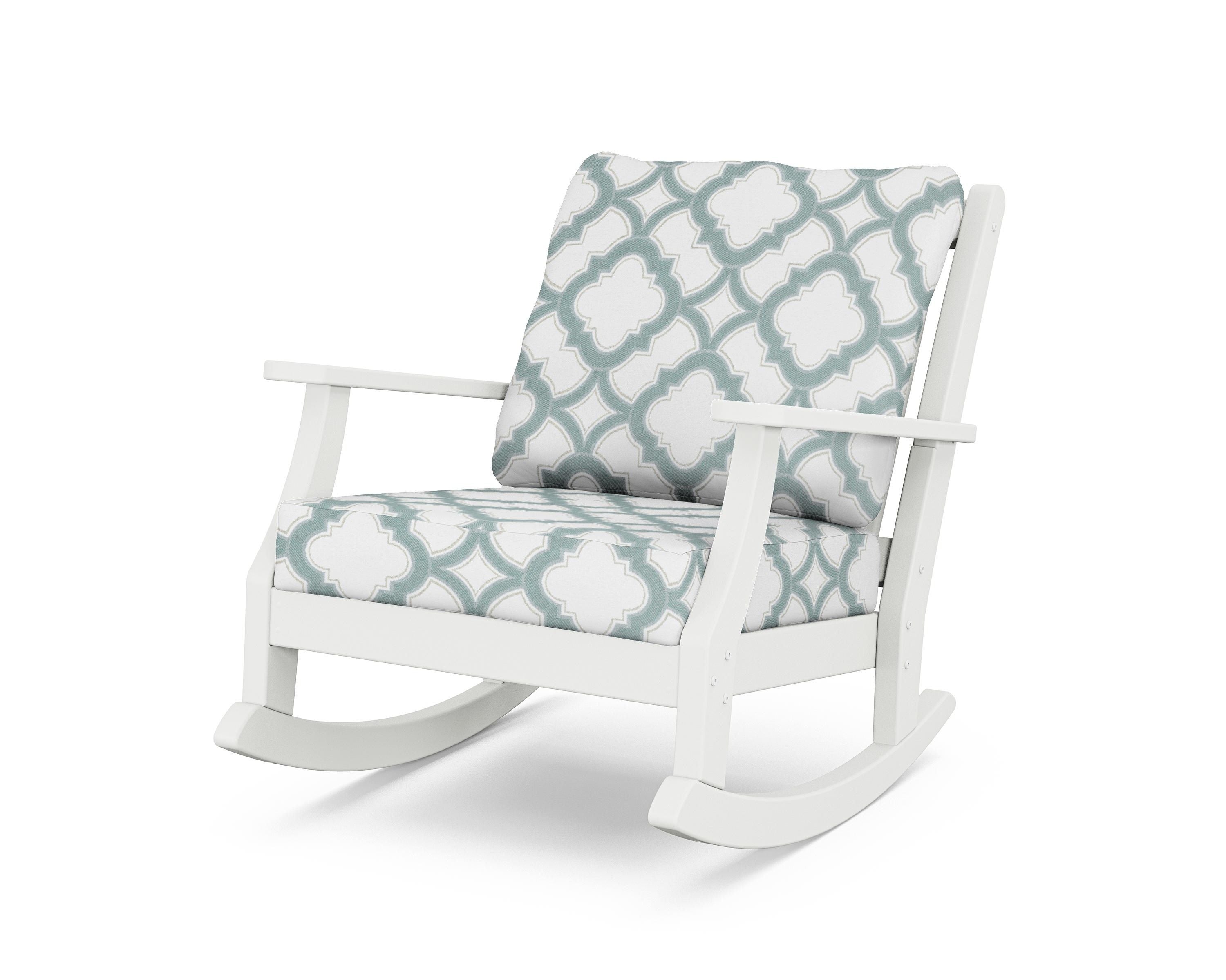 Country Living Wovendale Deep Seating Rocking Chair in White / Trellis Glacier Spa