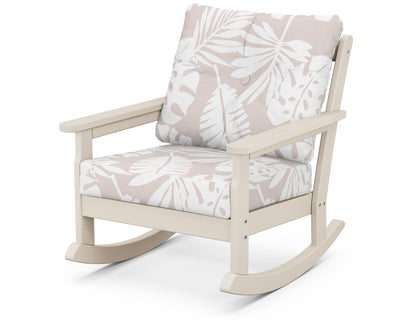 POLYWOOD® Vineyard Deep Seating Rocking Chair in Sand / Leaf Dune Burlap
