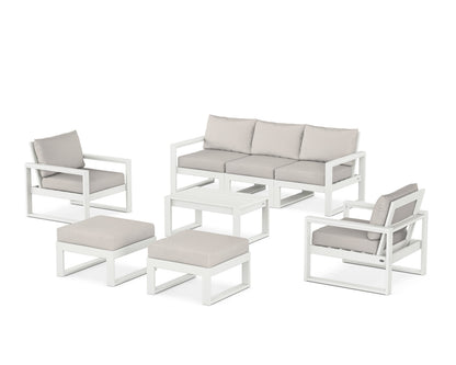 POLYWOOD® EDGE Sectional 8-Piece Lounge Sofa Set in Vintage White / Cast Ash