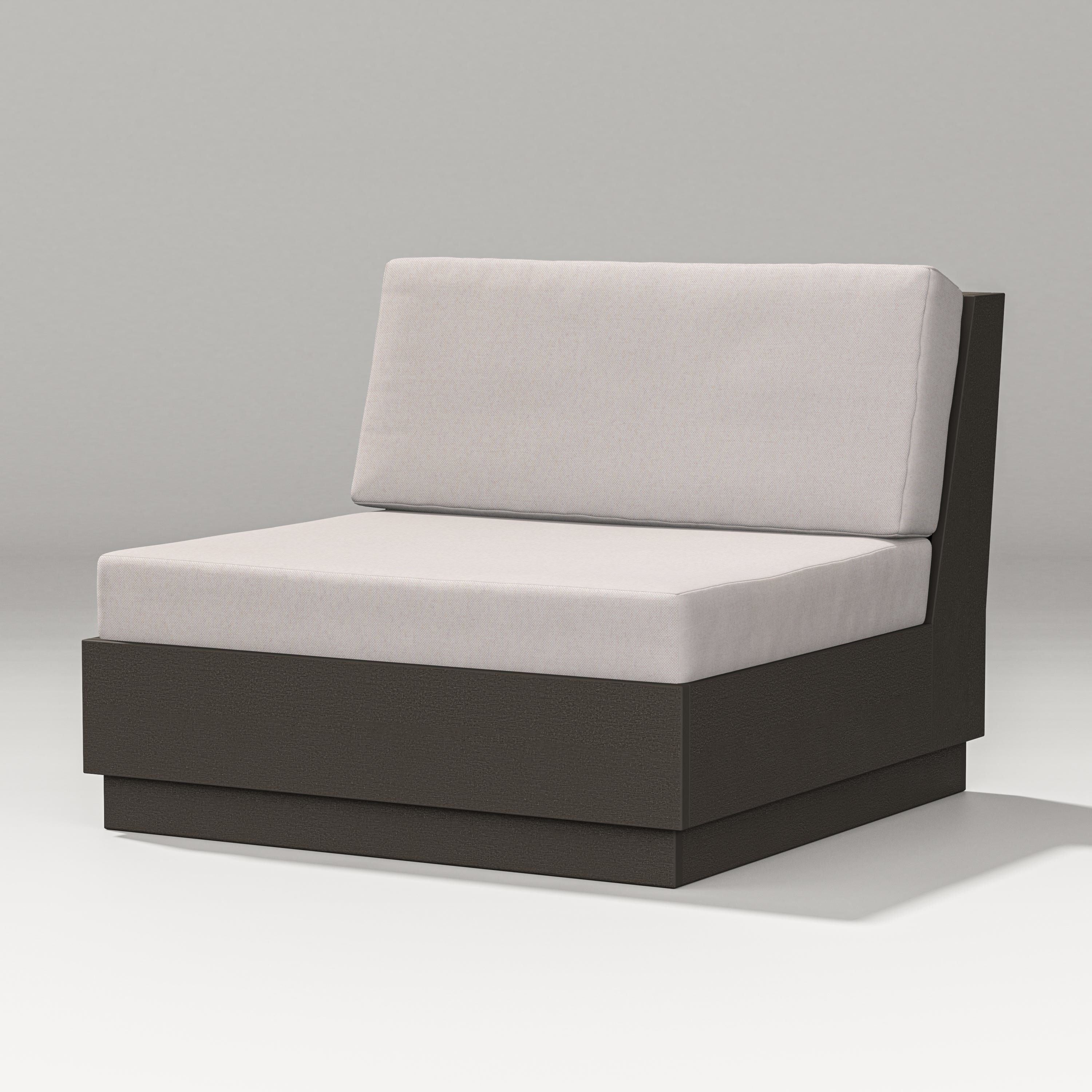 PW Designer Series Elevate Modular Armless Chair in Vintage Coffee / Dune Burlap