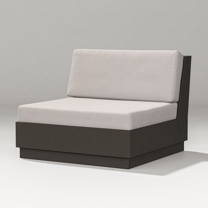 PW Designer Series Elevate Modular Armless Chair in Vintage Coffee / Dune Burlap