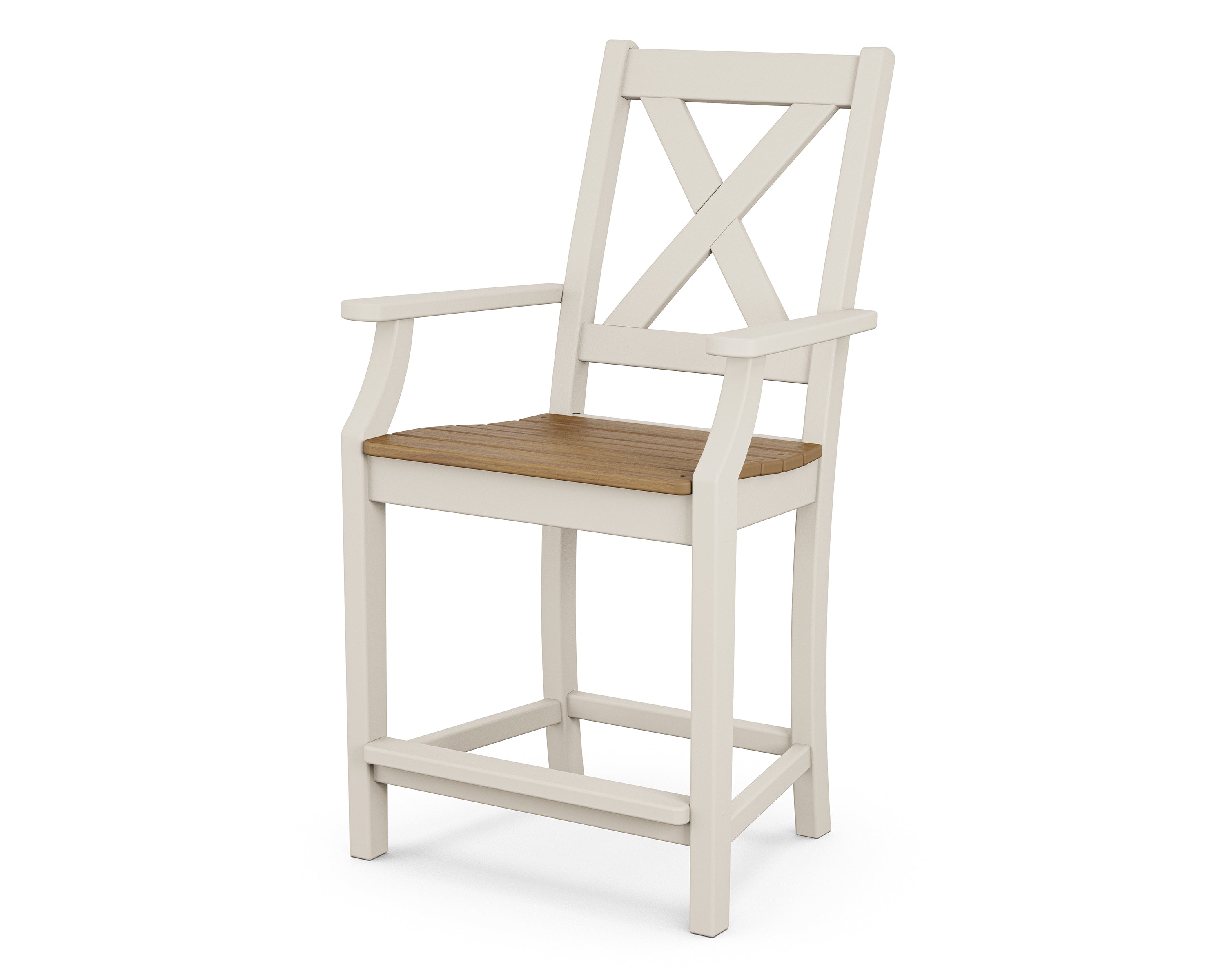 POLYWOOD® Braxton Counter Arm Chair in Sand / Natural