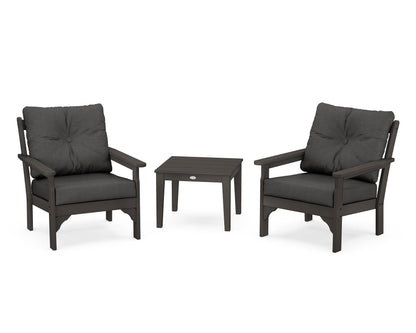 POLYWOOD® Vineyard 3-Piece Deep Seating Set in Vintage Coffee / Spectrum Carbon
