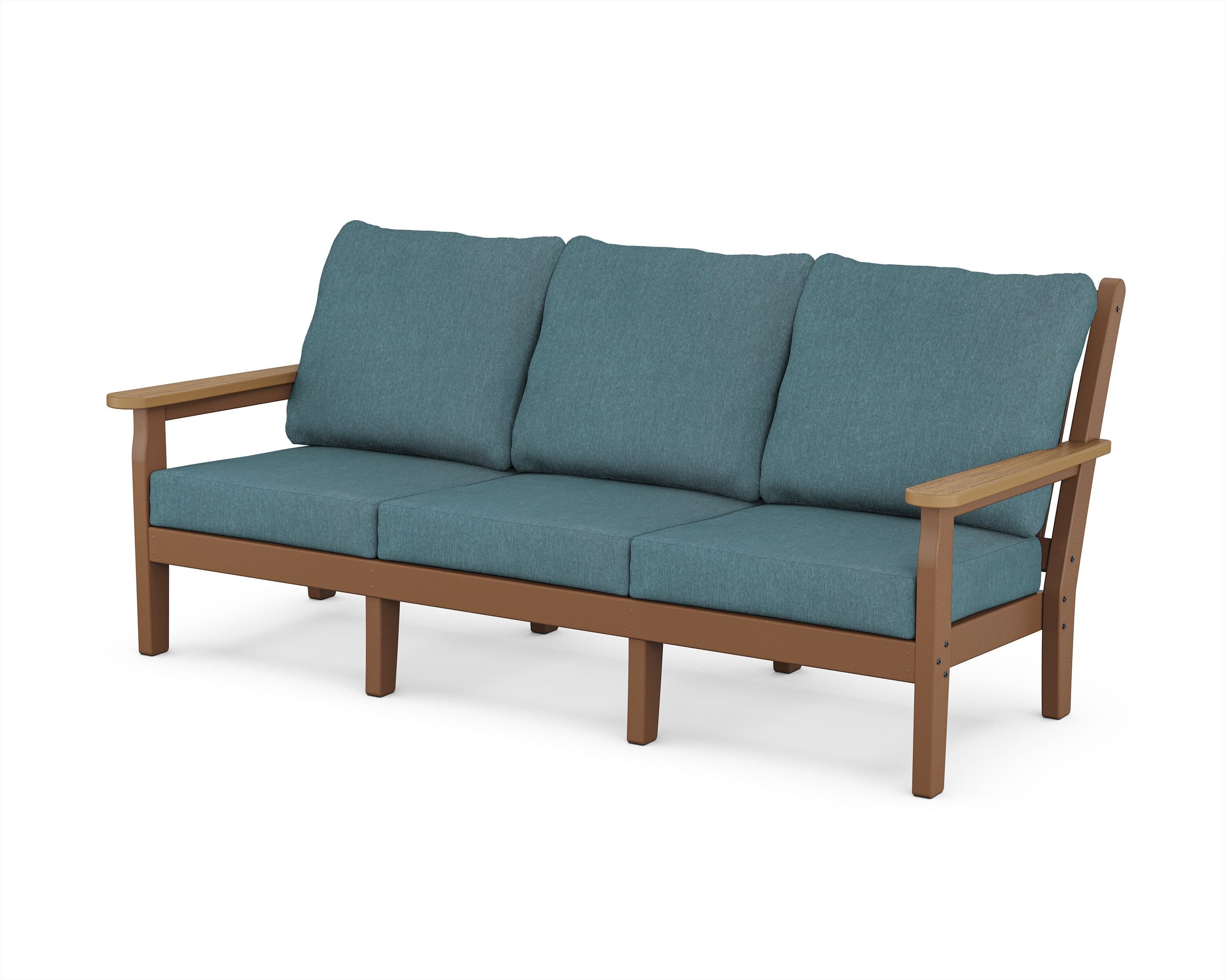 POLYWOOD® Chippendale Deep Seating Sofa in Teak / Natural / Ocean Teal