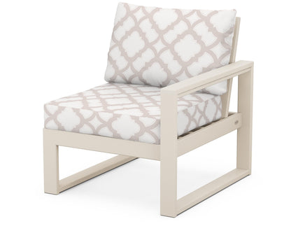 POLYWOOD® EDGE Modular Right Arm Chair in Sand / Trellis Dune Burlap