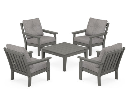 POLYWOOD® Vineyard 5-Piece Deep Seating Conversation Set in Slate Grey / Grey Mist