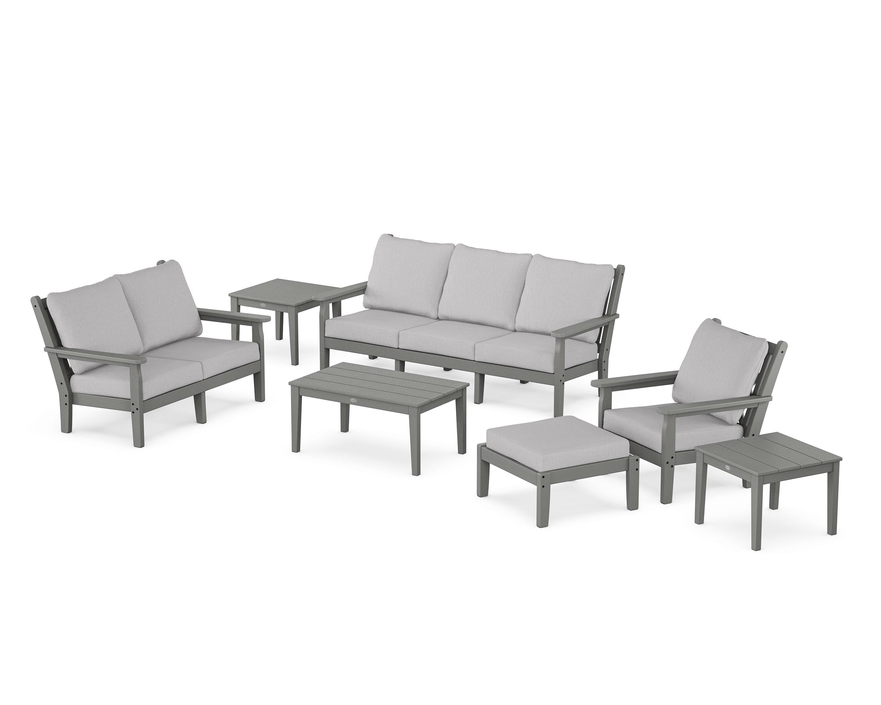 POLYWOOD® Chippendale 7-Piece Deep Seating Set in Slate Grey / Granite