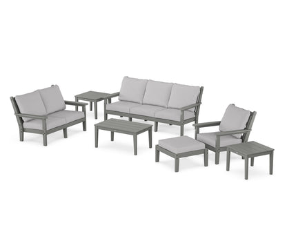 POLYWOOD® Chippendale 7-Piece Deep Seating Set in Slate Grey / Granite
