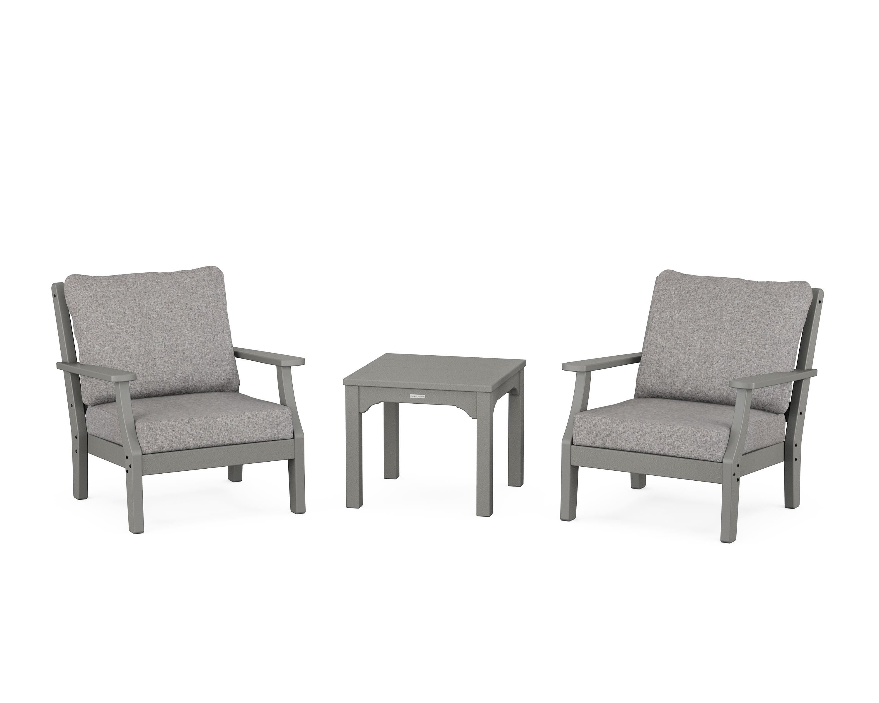 Martha Stewart by POLYWOOD® Chinoiserie 3-Piece Deep Seating Set in Slate Grey / Grey Mist