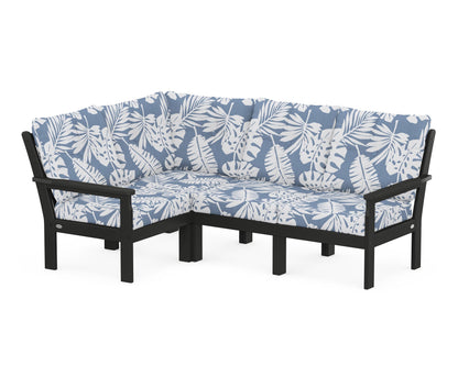 POLYWOOD® Vineyard 4-Piece Sectional in Black / Leaf Sky Blue