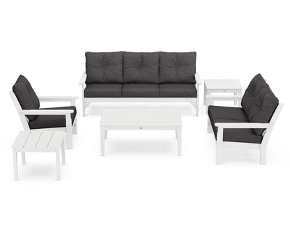 POLYWOOD® Vineyard 6-Piece Deep Seating Set in White / Ash Charcoal