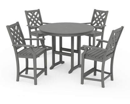 Country Living Wovendale 5-Piece Round Farmhouse Counter Set in Slate Grey