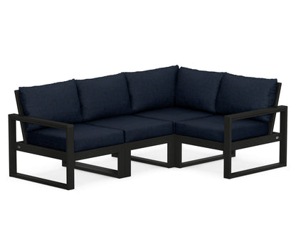 POLYWOOD® EDGE 4-Piece Modular Deep Seating Set in Black / Marine Indigo
