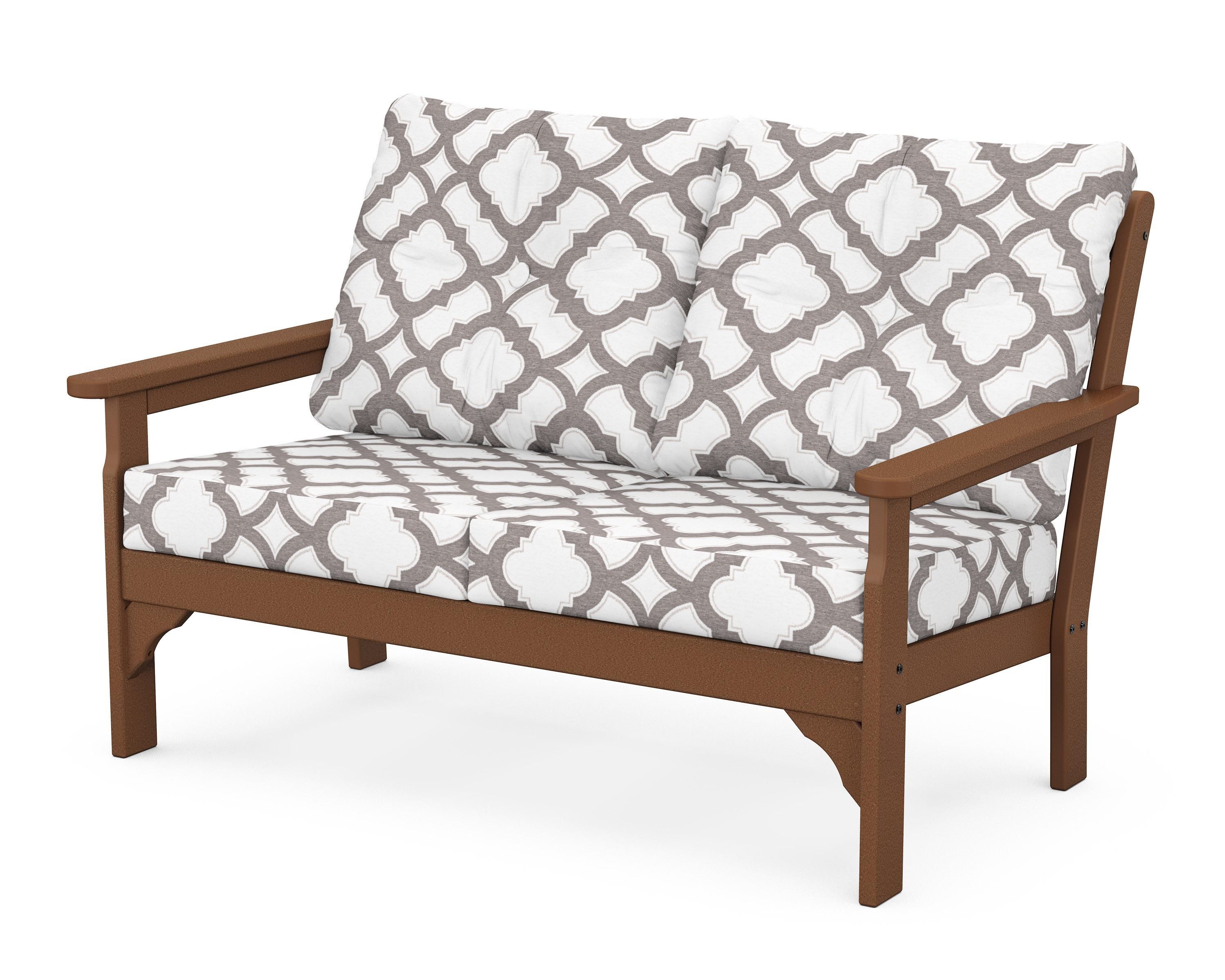 POLYWOOD® Vineyard Deep Seating Loveseat in Teak / Trellis Grey Mist