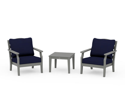 Draper James™ by  POLYWOOD® Savannah 3-Piece Deep Seating Set in Slate Grey / Navy