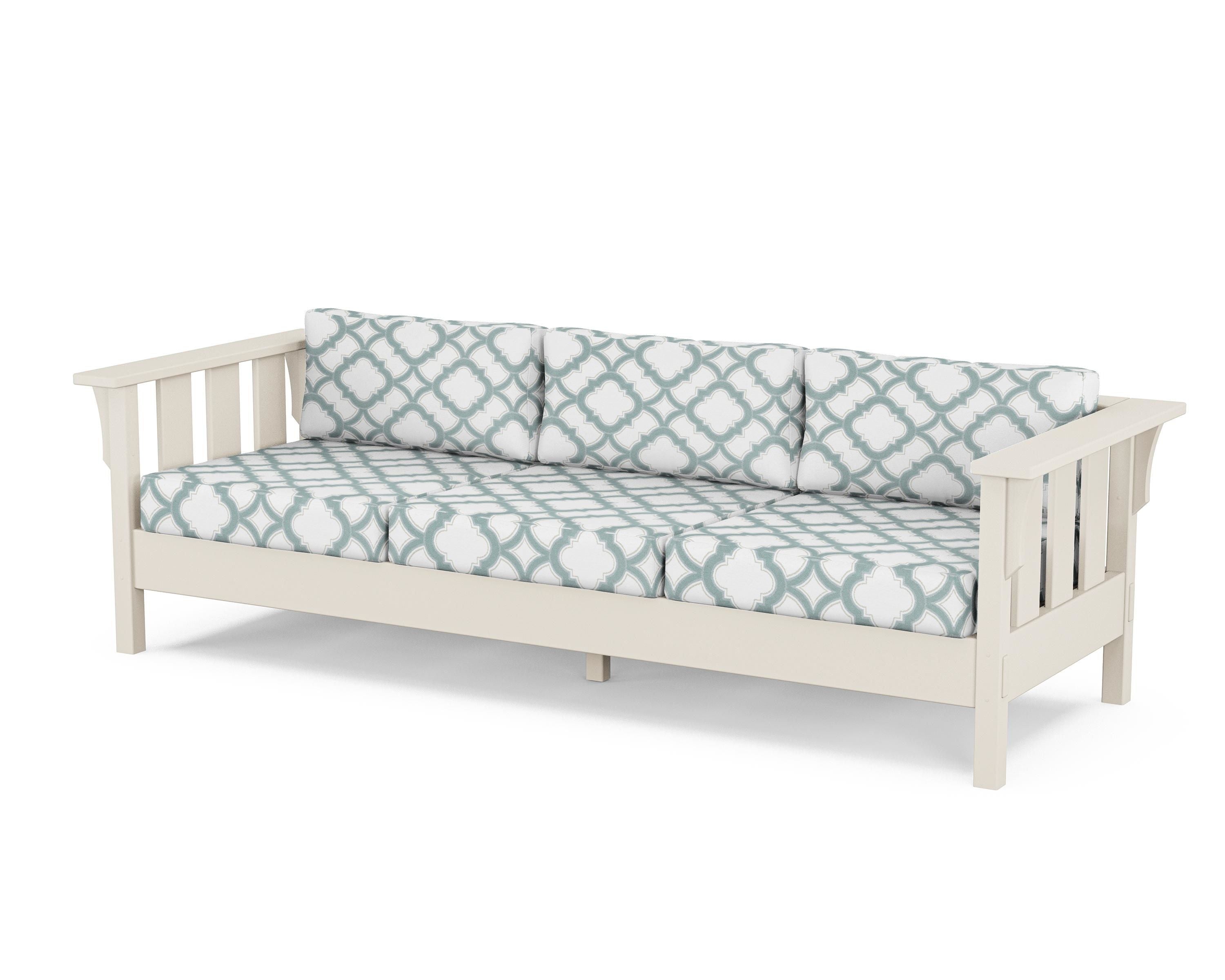 Martha Stewart by POLYWOOD® Acadia Deep Seating Sofa in Sand / Trellis Glacier Spa
