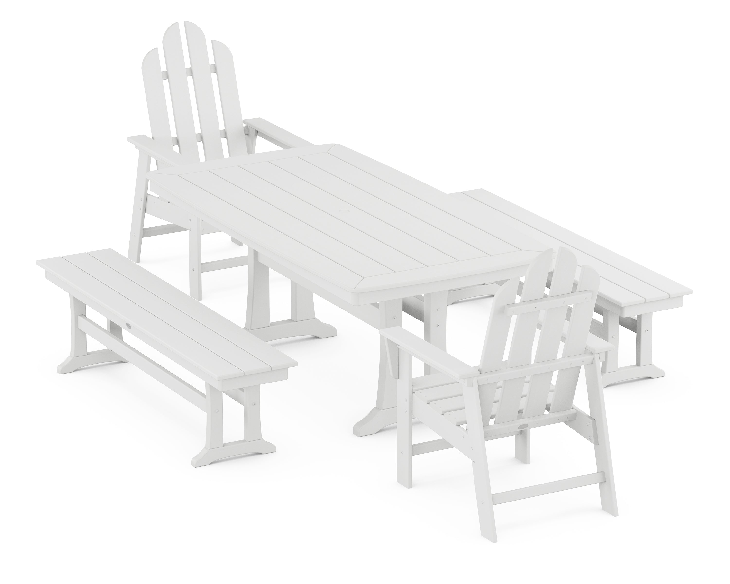 POLYWOOD® Long Island 5-Piece Dining Set with Trestle Legs in White