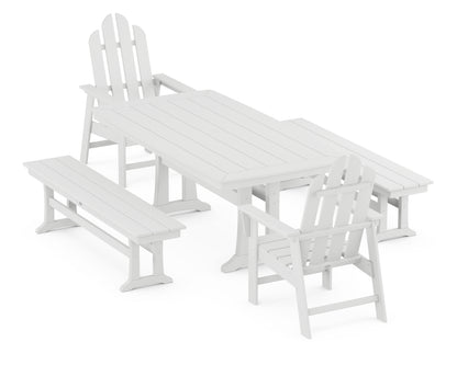 POLYWOOD® Long Island 5-Piece Dining Set with Trestle Legs in White