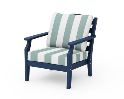 Draper James™ by  POLYWOOD® Savannah Deep Seating Chair in Navy / Cabana Stripe Glacier Spa