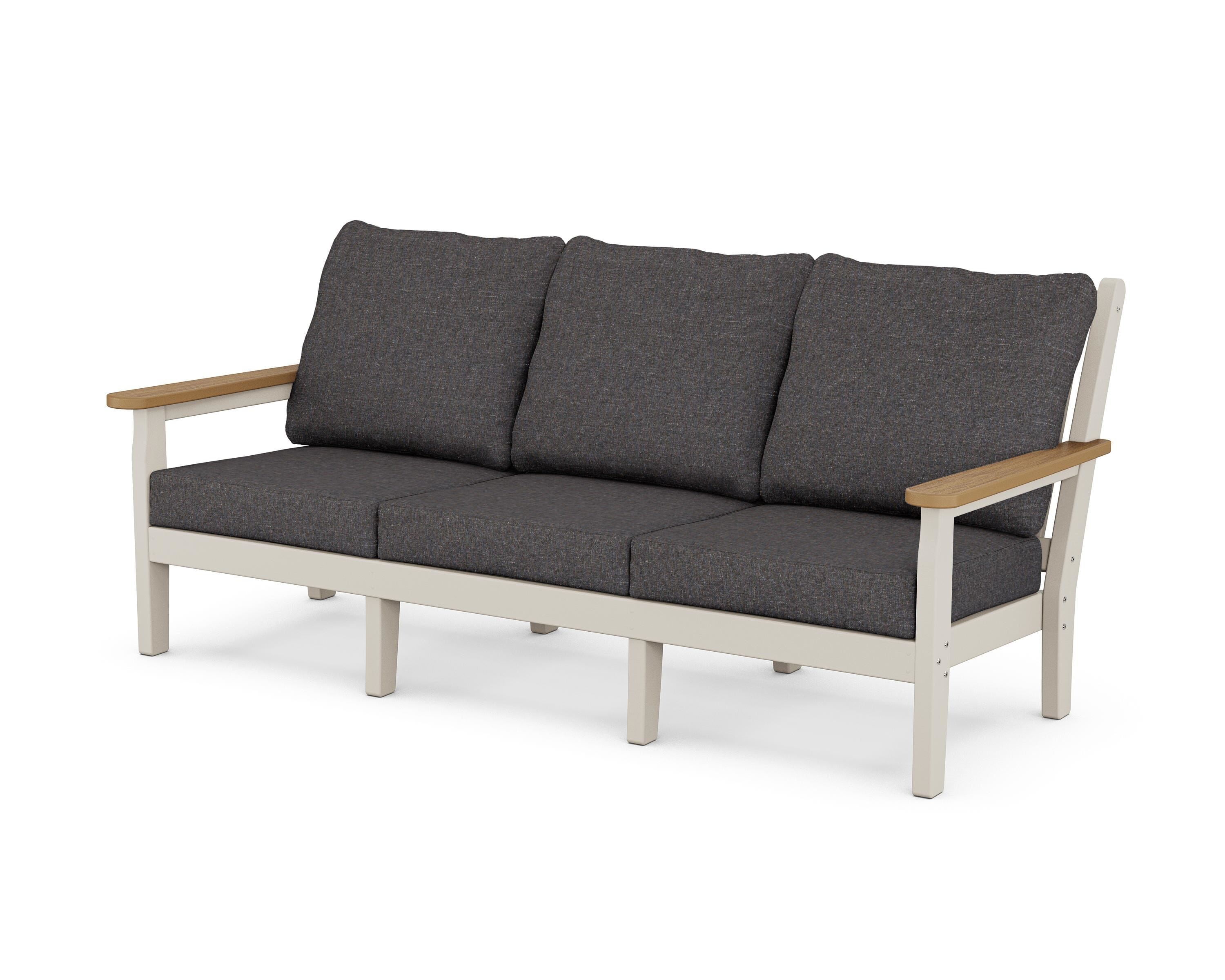 POLYWOOD® Chippendale Deep Seating Sofa in Sand / Natural / Ash Charcoal