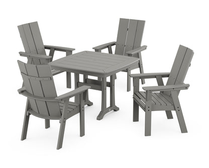 POLYWOOD® Modern Adirondack 5-Piece Dining Set with Trestle Legs in Slate Grey