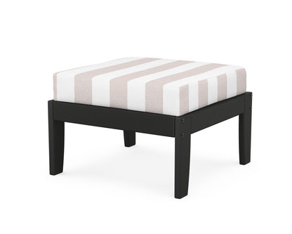 Unbranded Modular Ottoman - Classic in Black / Cabana Stripe Dune Burlap