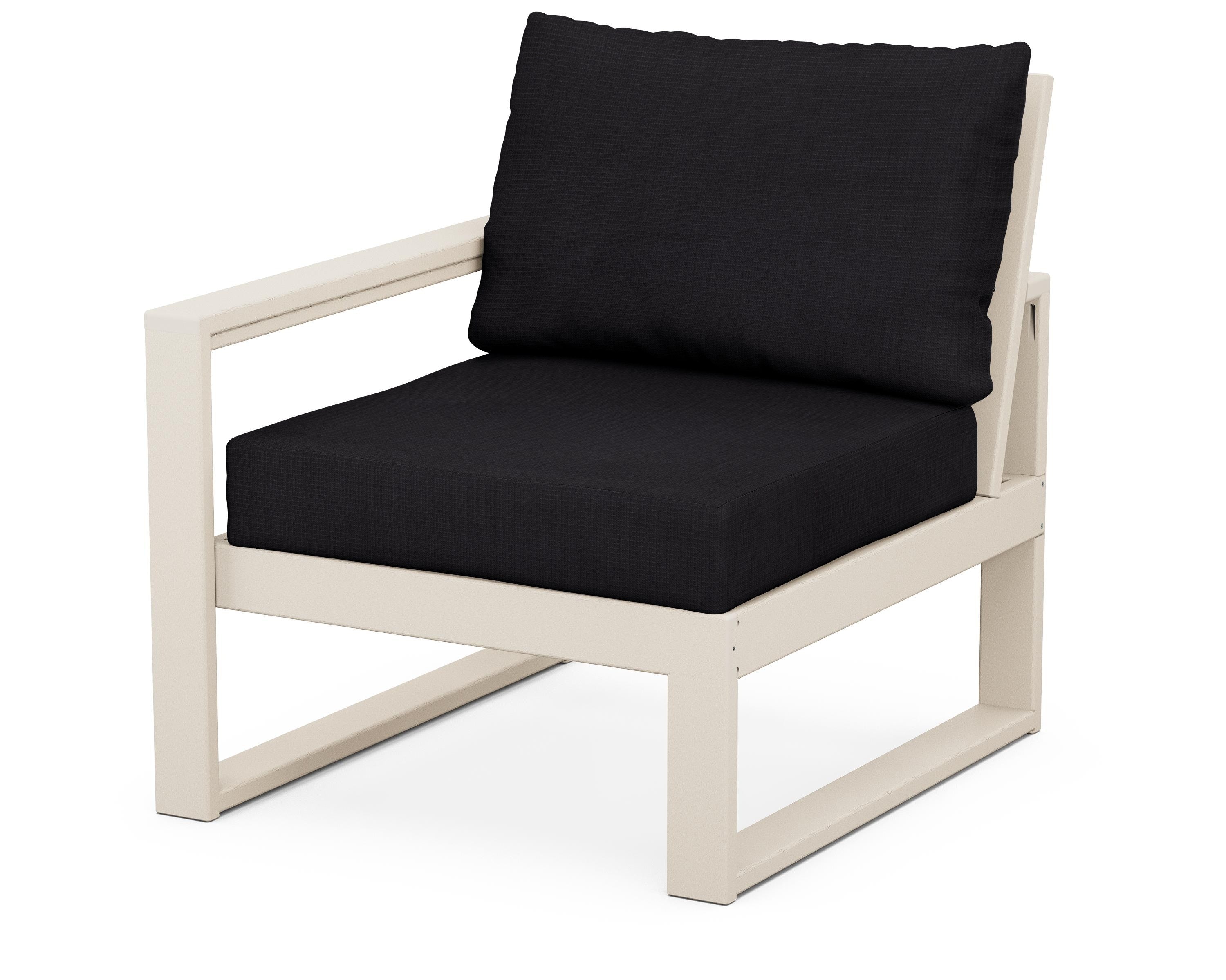 POLYWOOD® EDGE Modular Left Arm Chair in Sand / Midnight Linen