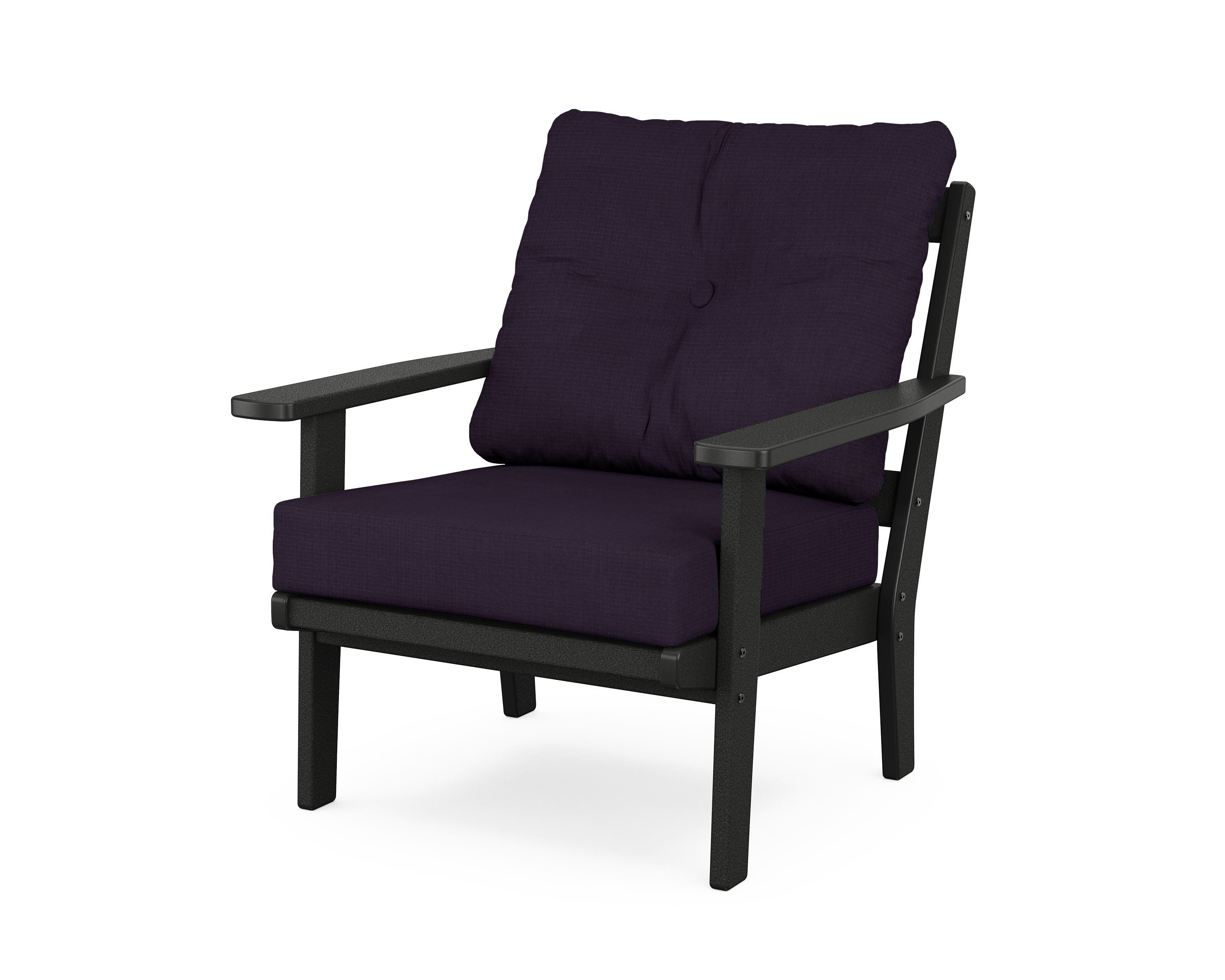 POLYWOOD® Prairie Deep Seating Chair in Black / Navy Linen