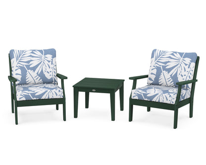 POLYWOOD® Braxton 3-Piece Deep Seating Set in Green / Leaf Sky Blue