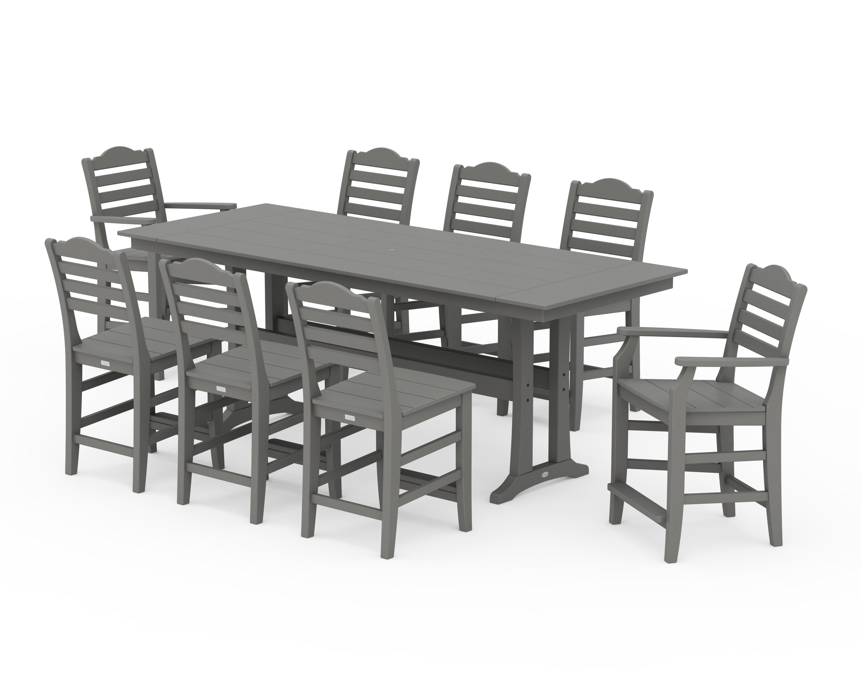 Draper James™ by  POLYWOOD® Savannah 9-Piece Farmhouse Counter Set with Trestle Legs in Slate Grey