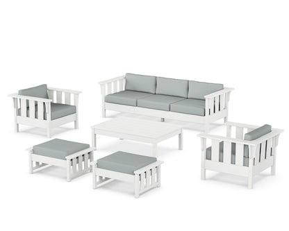 Martha Stewart by POLYWOOD® Acadia 6-Piece Lounge Sofa Set in White / Spa