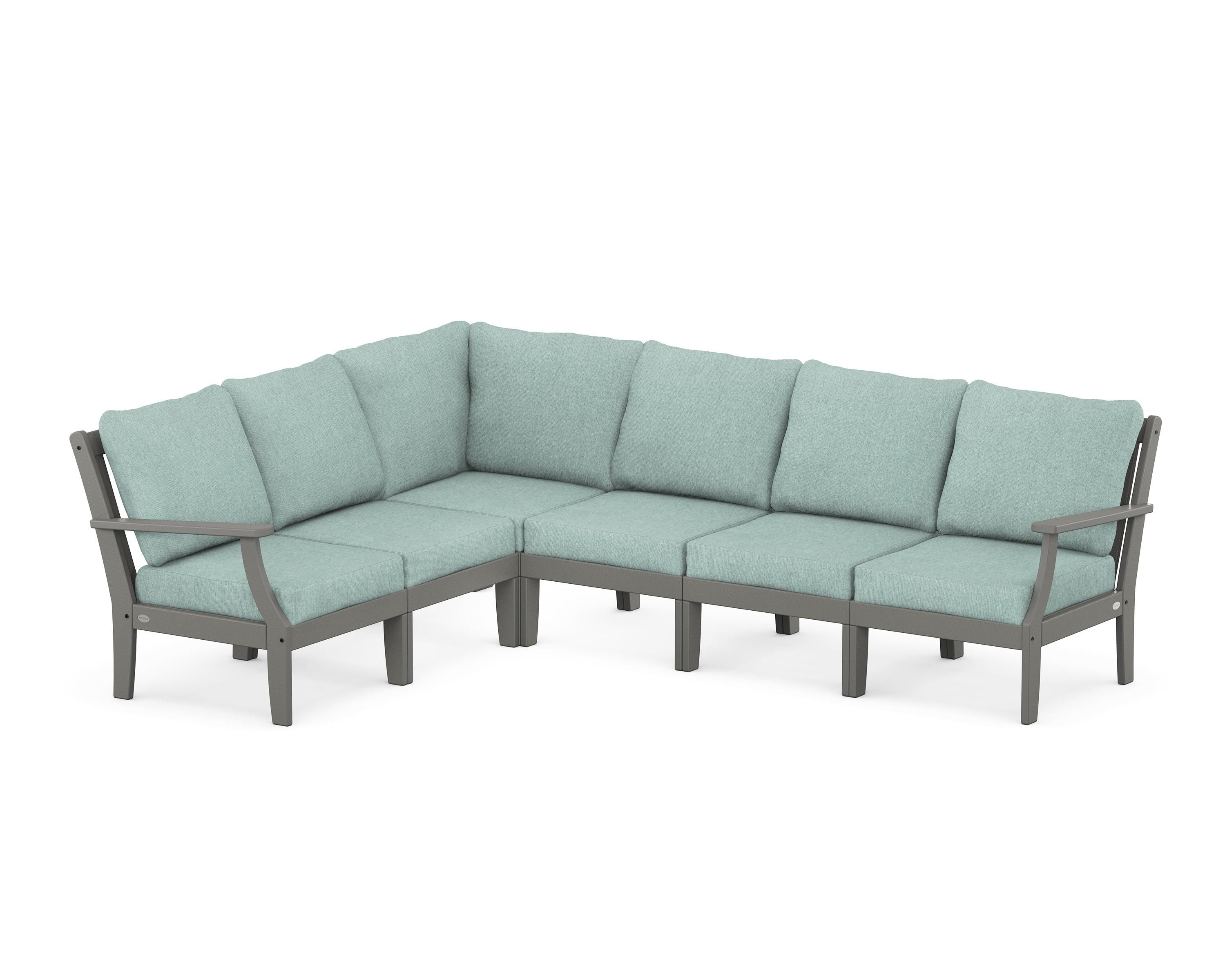 POLYWOOD® Braxton Modular 6-Piece Deep Seating Set in Slate Grey / Glacier Spa
