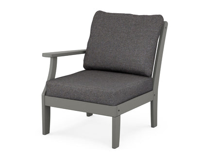 POLYWOOD® Braxton Modular Left Arm Chair in Slate Grey / Ash Charcoal