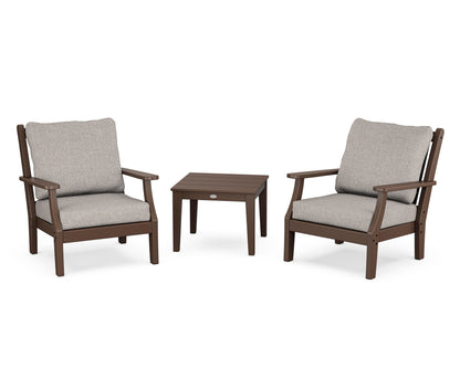 Country Living Wovendale 3-Piece Deep Seating Set in Mahogany / Weathered Tweed