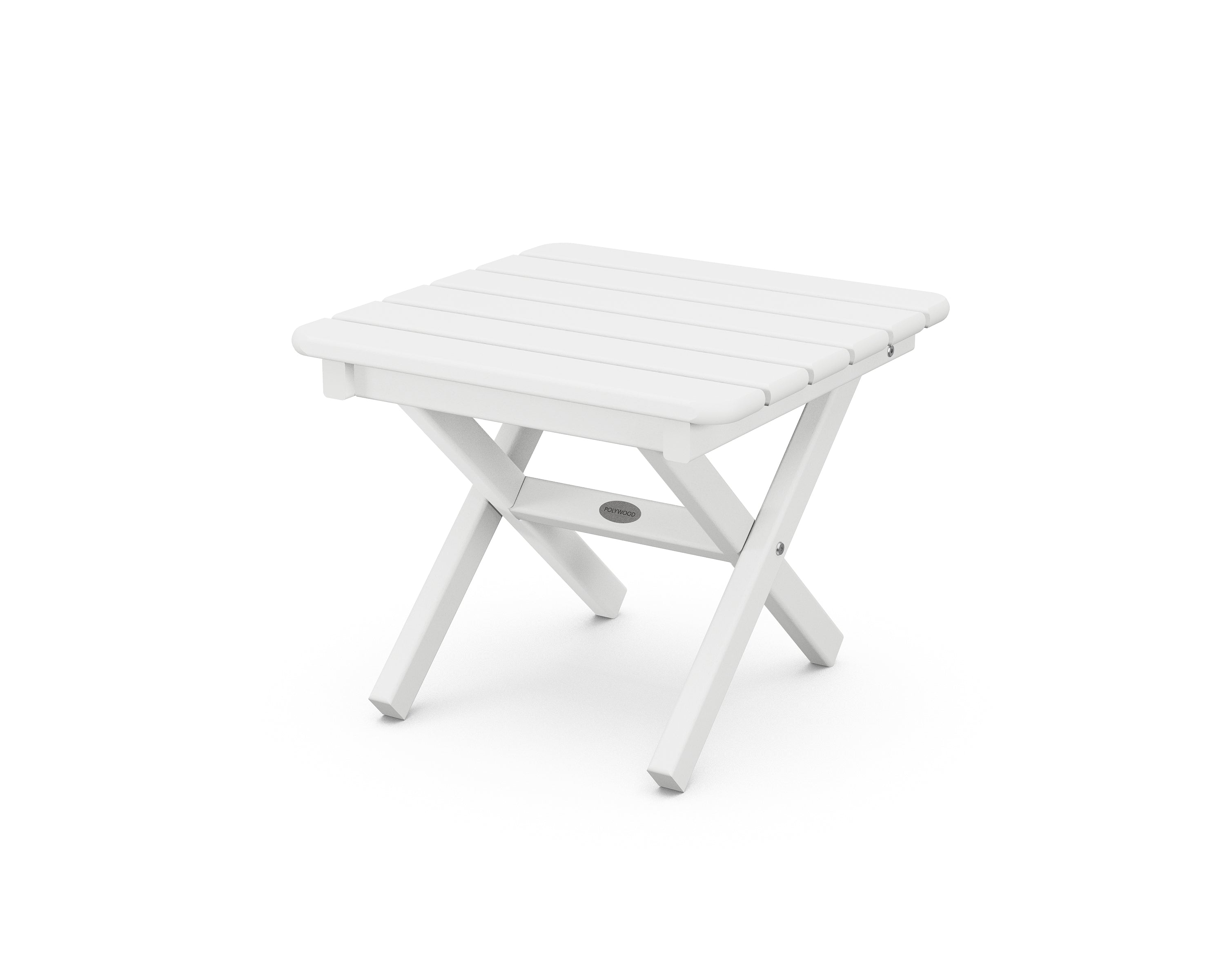 POLYWOOD® Square 18" Folding Side Table in White