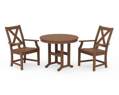 POLYWOOD® Braxton 3-Piece Round Dining Set in Teak