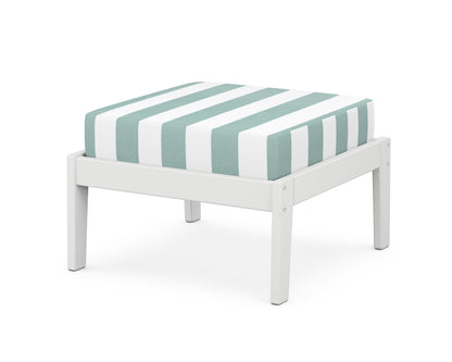 Unbranded Deep Seating Ottoman in White / Cabana Stripe Glacier Spa