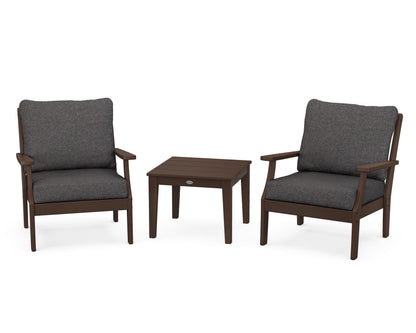 POLYWOOD® Braxton 3-Piece Deep Seating Set in Mahogany / Ash Charcoal