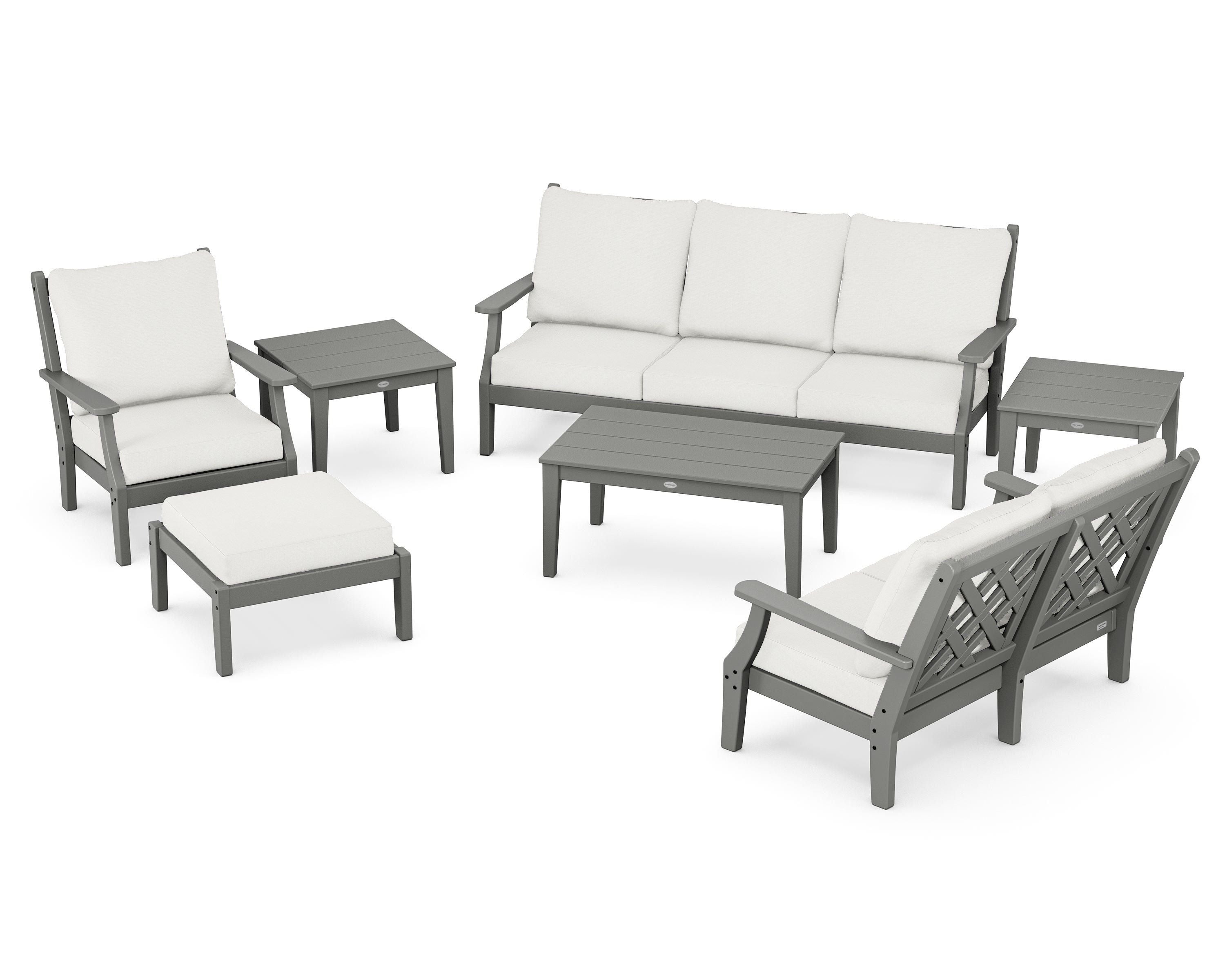 Country Living Wovendale 7-Piece Deep Seating Set in Slate Grey / Natural Linen