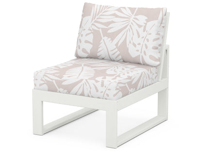 Unbranded Modular Armless Chair in Vintage White / Leaf Dune Burlap