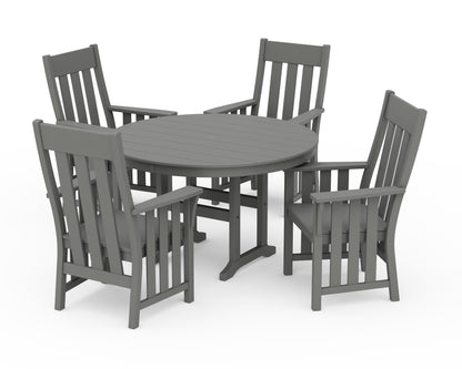 Martha Stewart by POLYWOOD® Acadia 5-Piece Round Farmhouse Dining Set in Slate Grey