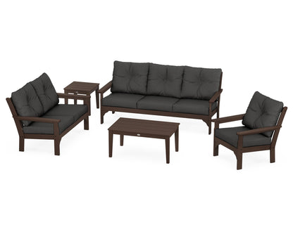 POLYWOOD® Vineyard 5 Piece Deep Seating Set in Mahogany / Spectrum Carbon