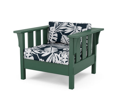 Martha Stewart by POLYWOOD® Acadia Deep Seating Chair in Green / Leaf Marine Indigo