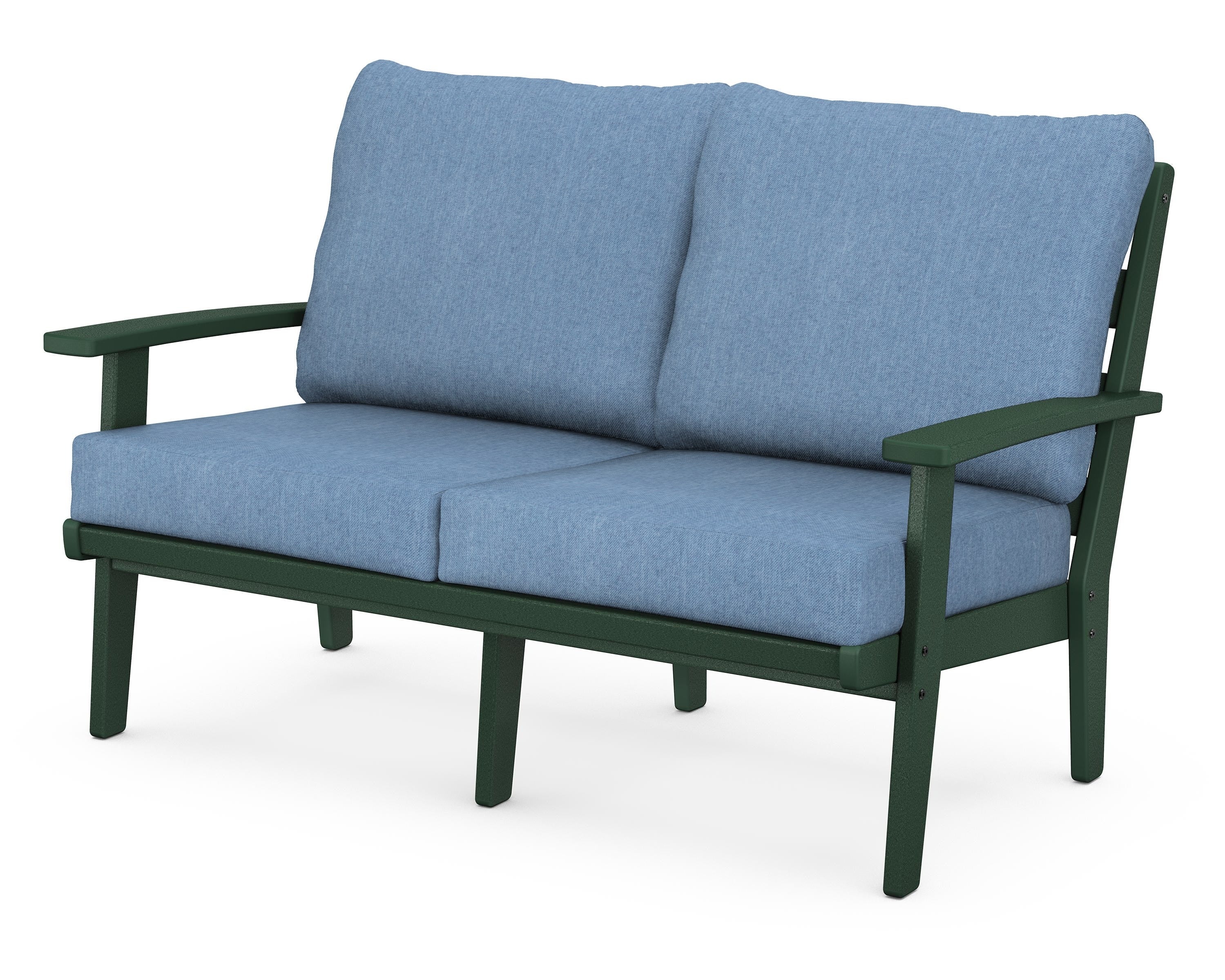 POLYWOOD® Grant Park Deep Seating Loveseat in Green / Sky Blue